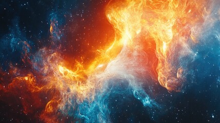 Fototapeta premium Cosmic abstract fire and ice elements intertwined in a stunning space backdrop, offering bold and inspiring visuals for creative projects