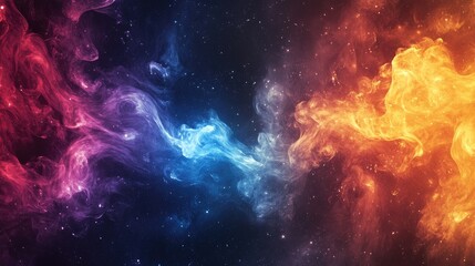 Stunning abstract fire and ice elements blending in cosmic space, providing a powerful and unique artwork for creative professionals