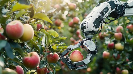 Innovative Robotic Apple Picker Harvesting Fresh Apples from Tree with Precision Robotics