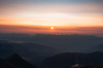 Panorama of alps. Extreme sports in mountains. High resolution photo. Ski, parasailing, climbing,...