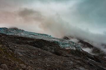Panorama of alps. Extreme sports in mountains. High resolution photo. Ski, parasailing, climbing, alpinism.