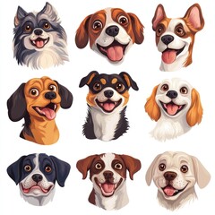 Obraz premium dog, animal, pet, group, isolated, puppy, cat, white, mammal, dogs, cute, chihuahua, pets, white background, breed, dachshund, studio, sitting, canine, purebred, domestic, brown, animals, terrier, col