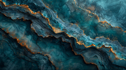 Naklejka premium astarte.ai: Fluid Geology: Copper and Teal Horizons