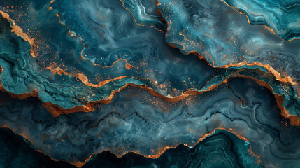 Fototapeta premium astarte.ai: Fluid Geology: Copper and Teal Horizons