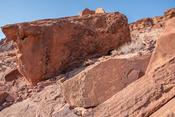 Ancient rock engravings at Twyfelfontein, Damaraland, Namibia.