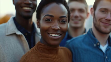 Selfie perspective featuring students on campus for social media, capturing joyful moments and diversity in a fun community setting