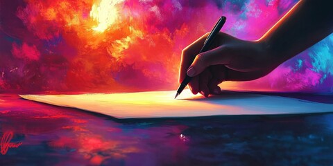 Close-up of student hand writing on paper in an exam room, educational concept