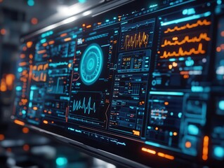 Obraz premium Healthcare technology being used to monitor a patient s vitals, tech-savvy style, sharp focus, bright lighting