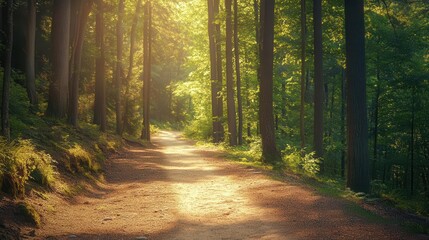 Fototapeta premium National park with towering trees and scenic hiking trails, natural environment, sharp focus, bright lighting