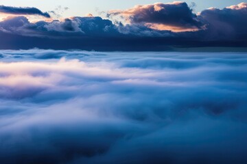 Obraz premium Ethereal Blue Mist Curtain with Cloud Texture for a Dynamic Atmosphere