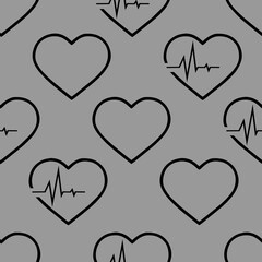 simple seamless pattern of black hearts on a gray background, texture, design
