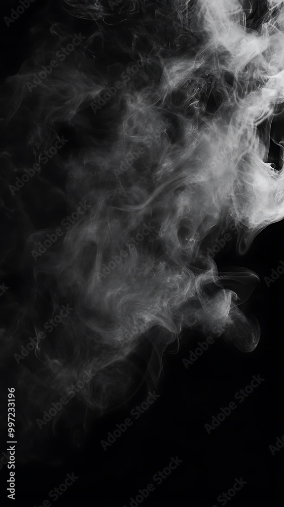 Wall mural abstract smoke patterns dancing fluidly on a black background canvas