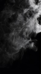 Abstract smoke patterns dancing fluidly on a black background canvas