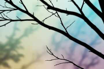 Enchanted Tree Branch Shadow Blur Overlay on Light Backgrounds with Soothing Color Gradients