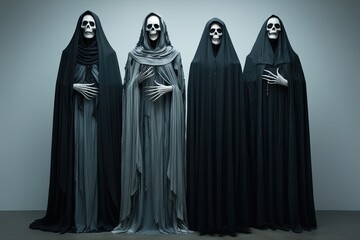 Mysterious Wraithlike Attire Set Against Haunting Empty Background