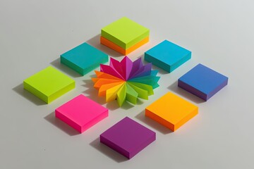 Obraz premium Vibrant Sticky Notes in a Range of Colors on a Simple Background