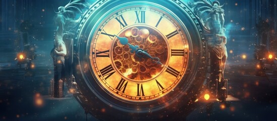 Time's Passage: A Clock in a Mystical Realm