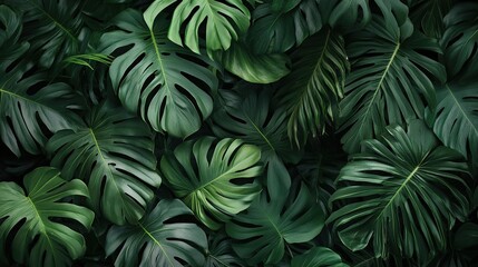 Lush green leaves creating a tropical backdrop.