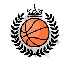 basketball ball in laurel wreath, basketball championship - emblem, vector illustration