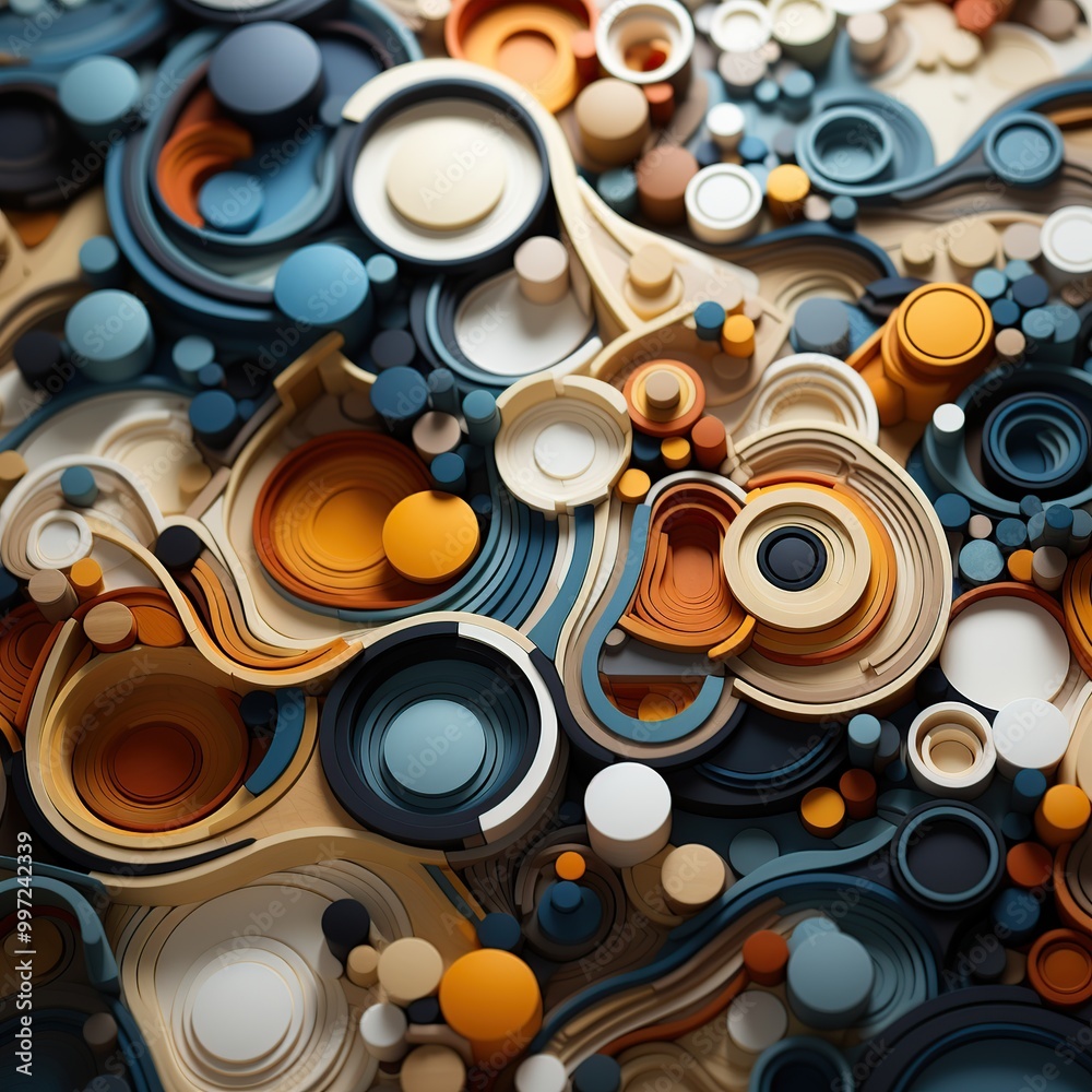 Canvas Prints Abstract 3D Circular Shapes