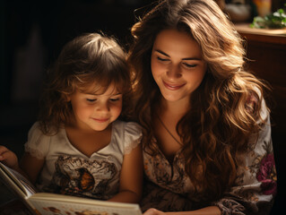 mum and daughter reading a book