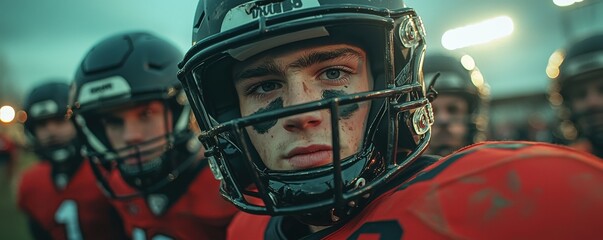 Fototapeta premium Intense Expression of Young Football Player in Action