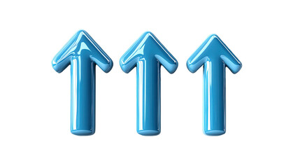 blue arrow up 3d, icon sign, isolated, transparent png background