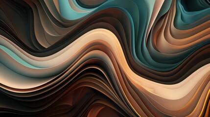 Abstract lines, fluid shapes, and waves in various shades of brown, blue, and cream colors create a stunning visual effect, perfect for modern design projects