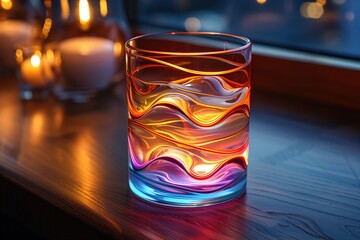 A glass logo design with an abstract pattern.