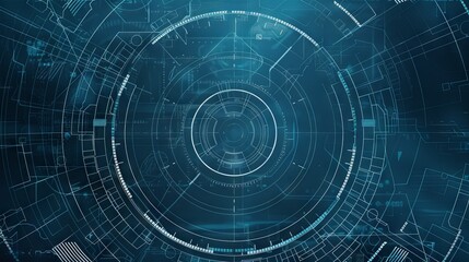 Obraz premium Futuristic digital interface featuring circular patterns, glowing elements, and intricate data displays, representing advanced technology and cybersecurity themes.