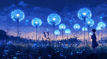 Electric Aura Infographic Japanese Coming of Age Day where participants are crowned with glowing halos of electric light slowly ascending into the sky as they mark their transition into adulthood