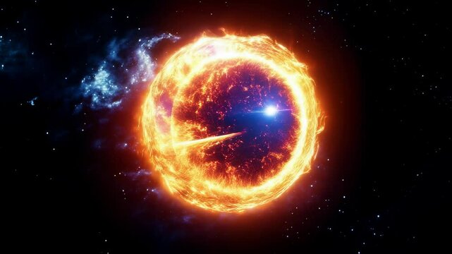 An Artistic Representation of a Fiery Celestial Phenomenon in Space