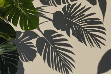 Tropical Leaves Realistic Shadow Effects in Sunlight on Clear Backgrounds