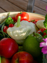 Fresh vegetables in a basket. Autumn harvest.