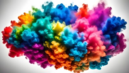 Obraz premium colorful smoke dispersing with rainbow gradient on white