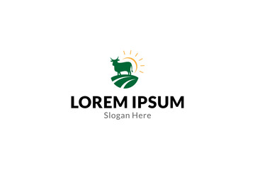 Fototapeta premium cow farm logo in flat vector design