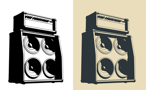 Guitar combo amplifier illustrations