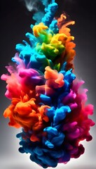 Obraz premium abstract rainbow gradient smoke dispersing on white background