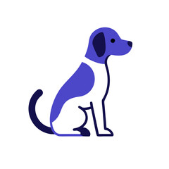  Vector Illustration of Sitting Dog Silhouette in Blue Tones for Design Projects