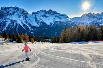 Ski resort Madonna di Campiglio.Panoramic landscape in the winter time of the Dolomite Alps in Madonna di Campiglio. Northern and Central Brenta mountain groups,Italy