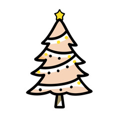 Fototapeta premium Vector Christmas Tree with Star and Ornaments Holiday Season Illustration