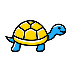 Obraz premium Cute Yellow and Blue Cartoon Turtle Vector Illustration for Children’s Designs