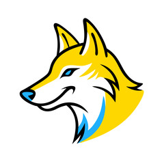 Obraz premium Vibrant Yellow Wolf Vector Illustration Wild Animal Design