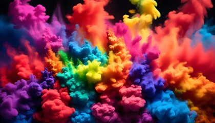 stunning display of thermochromic pigments in a rainbow mist