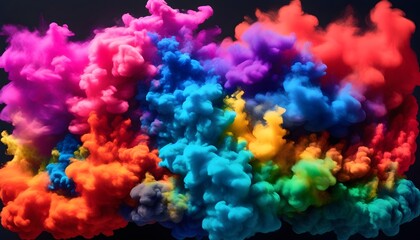 flowing rainbow cloud of thermochromic pigments in a dark setting