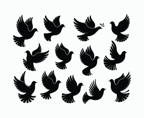 Fototapeta premium Dove silhouette EPS vector isolated illustration template on a white background