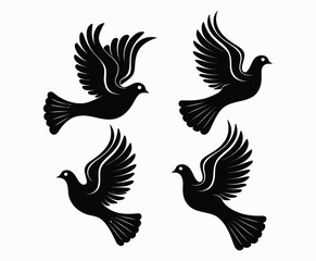 Fototapeta premium Dove silhouette EPS vector isolated illustration template on a white background