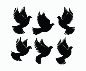 Obraz premium Dove silhouette EPS vector isolated illustration template on a white background