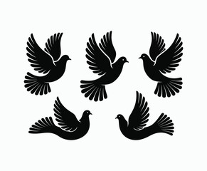 Naklejka premium Dove silhouette EPS vector isolated illustration template on a white background