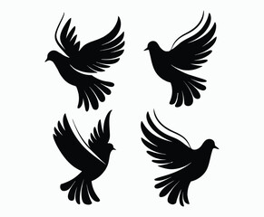 Obraz premium Dove silhouette EPS vector isolated illustration template on a white background